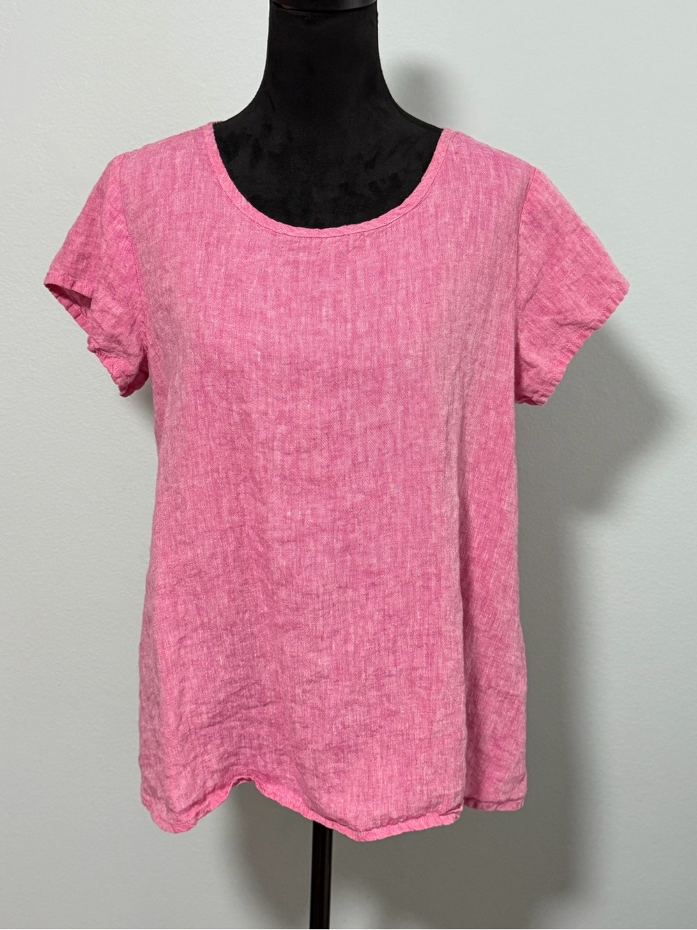 FLAX Short Sleeve 100% Linen Flowy Blouse - Medium